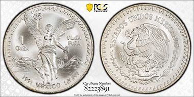 1991-Mo Onza Libertad Ag T2 - PLaTA PuRA MS69