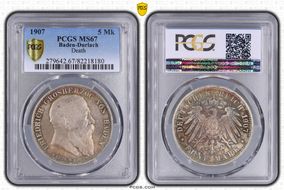 1907 5 Mk Death of Friedrich J-37 MS67