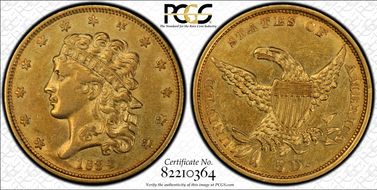 1834 $5 Classic Head, Plain 4 N1
