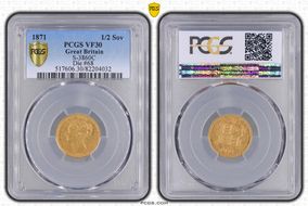 1871 1/2 Sov S-3860C Rev No Dot VF30