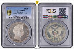 1827 Thaler KM-731 Treaty Signing MS64