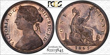 1865 1D S-3954 MS64RB