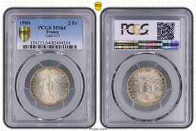 1900 2 Fr Gad-532 F-266 MS64