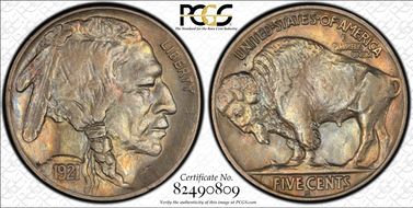 1921-S 5C 2 Feathers, FS-401 AU55