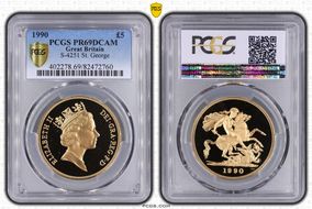 1990 £5 S-SE3 St. George PR69DCAM