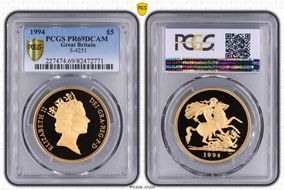 1994 £5 S-SE3 St. George PR69DCAM
