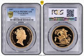 1997 £5 S-SE3 St. George PR70DCAM