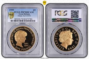 1999 £5 S-L6 Diana Au PR70DCAM
