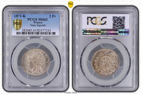 1871-K 2 Fr Gad-529 F-264 Sans légende MS63