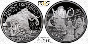 2015 € 20 Quaternary Period Mammoth PR70DCAM