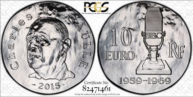 2015 € 10 Charles de Gaulle PR68