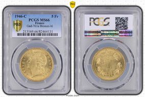 1946-C 5 Fr Gad-761a Bronze-Al MS66