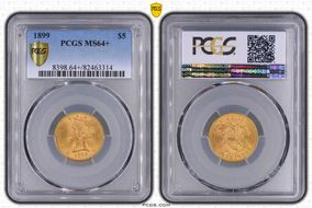 1899 $5 MS64+ 