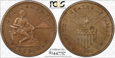 1908-S/S 1C Allen-2.06a, FS-501 AU58BN