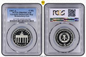 1987-A 5 Mk Brandenburg Gate PR69DCAM