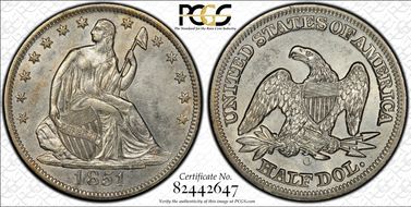 1851-O 50C WB-1 Large O AU58