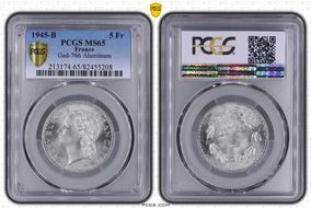 1945-B 5 Fr Gad-766 F-339 Al MS65