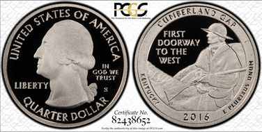 2016-S 25C Cumberland Gap NP PR69DCAM