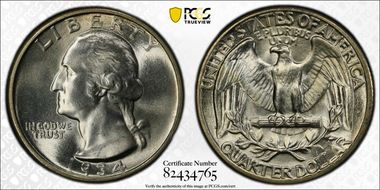 1934 25C Medium Motto FS-402 MS67