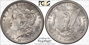 1882-O/S $1 VAM 4, O/S Recessed MS64+