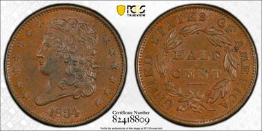 1834 1/2C MS62BN