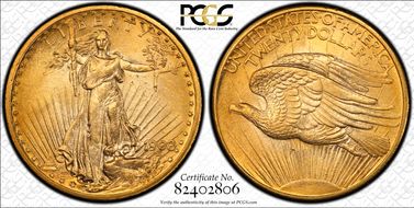 1908 $20 No Motto MS63