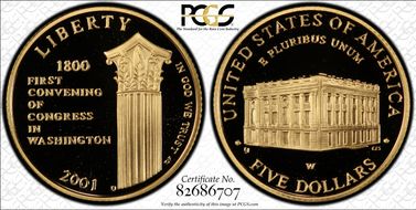 2001-W $5 Capitol Visitor PR69DCAM