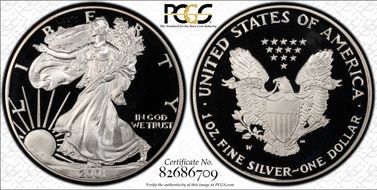 2001-W $1 Silver Eagle PR69DCAM