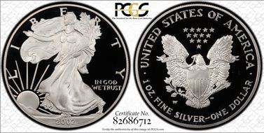 2002-W $1 Silver Eagle PR69DCAM