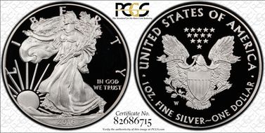 2016-W $1 Silver Eagle 30th Anniversary Lettered Edge PR69DCAM