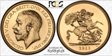 1911 £5 S-3994 WR-414 PR66CAM