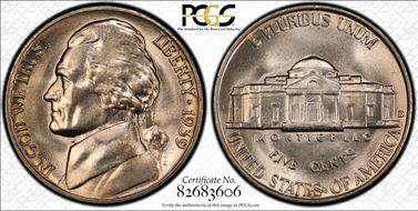 1939-D 5C Reverse of 1938 MS66