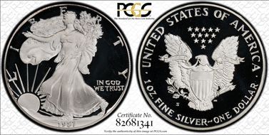 1987-S $1 Silver Eagle PR68DCAM