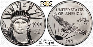 1999 $50 Statue of Liberty MS69