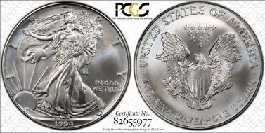 1994 $1 Silver Eagle MS69