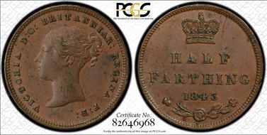 1843 1/2 Far S-3951 AU58BN