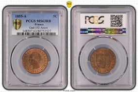 1855-A 5C Gad-152 F-116 Ancre MS63RB