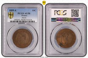 1855-A 10C Gad-248 F-133 Ancre AU58BN