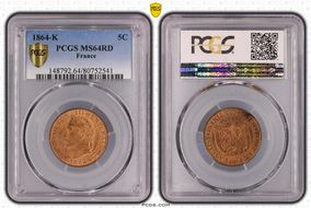 1864-K 5C Gad-155 F-117 MS64RD