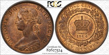 1864 1C Short 6 Blundered Legend E:D: MS64RB