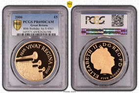 2006 £5 S-L16 80th Birthday Au PR69DCAM