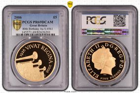 2006 £5 S-L16 80th Birthday Au PR69DCAM