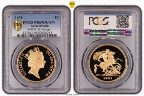 1991 £5 S-SE3 St. George PR69DCAM