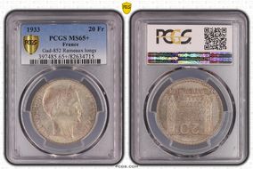 1933 20 Fr Gad-852 Rameaux longs F-400 MS65+