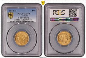 1884-S Sov S-3855B Shield AU58