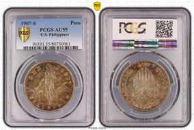 1907-S Peso AU55