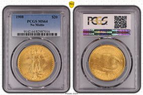 1908 $20 No Motto MS64