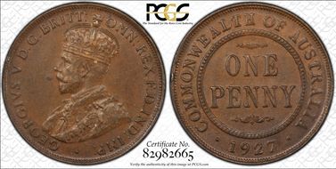 1927 (m) 1D Indian obverse AU53BN