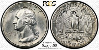 1934 25C Medium Motto MS64