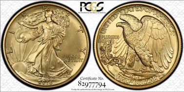 2016-W 50C 100th Anniversary Gold 100th Anniversary Label First Strike SP70